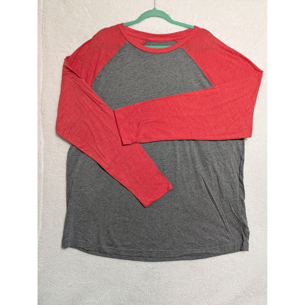 Fanatics‎ Raglan T-Shirt Mens 3XL Grey Red Good Colorblock Long Sleeve Crew Neck